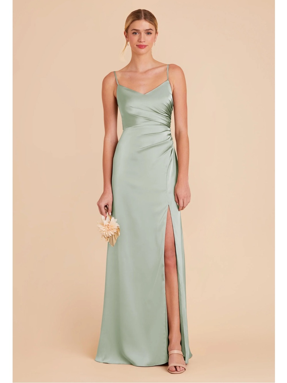 Catherine Matte Satin Sage Dress